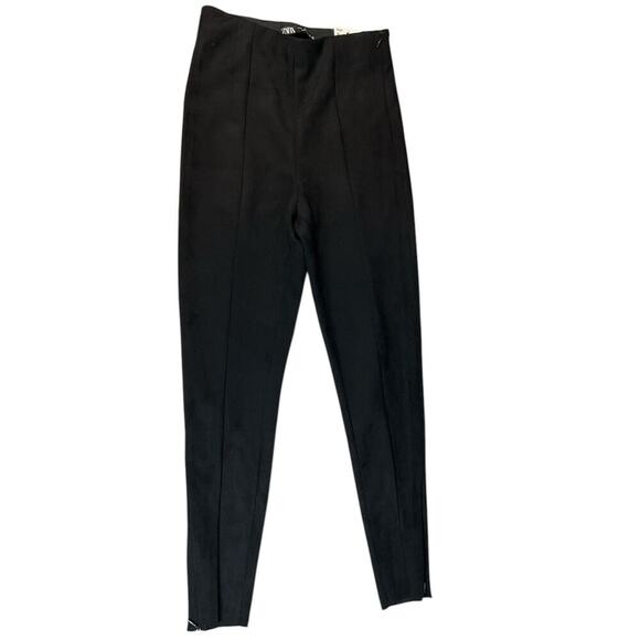 Zara NWT Legging Hi-Rise Black Size Small Side Zipper on Ankle & Waist Stretch - Picture 1 of 9